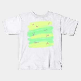 Yellow green watercolor glitter abstract art Kids T-Shirt